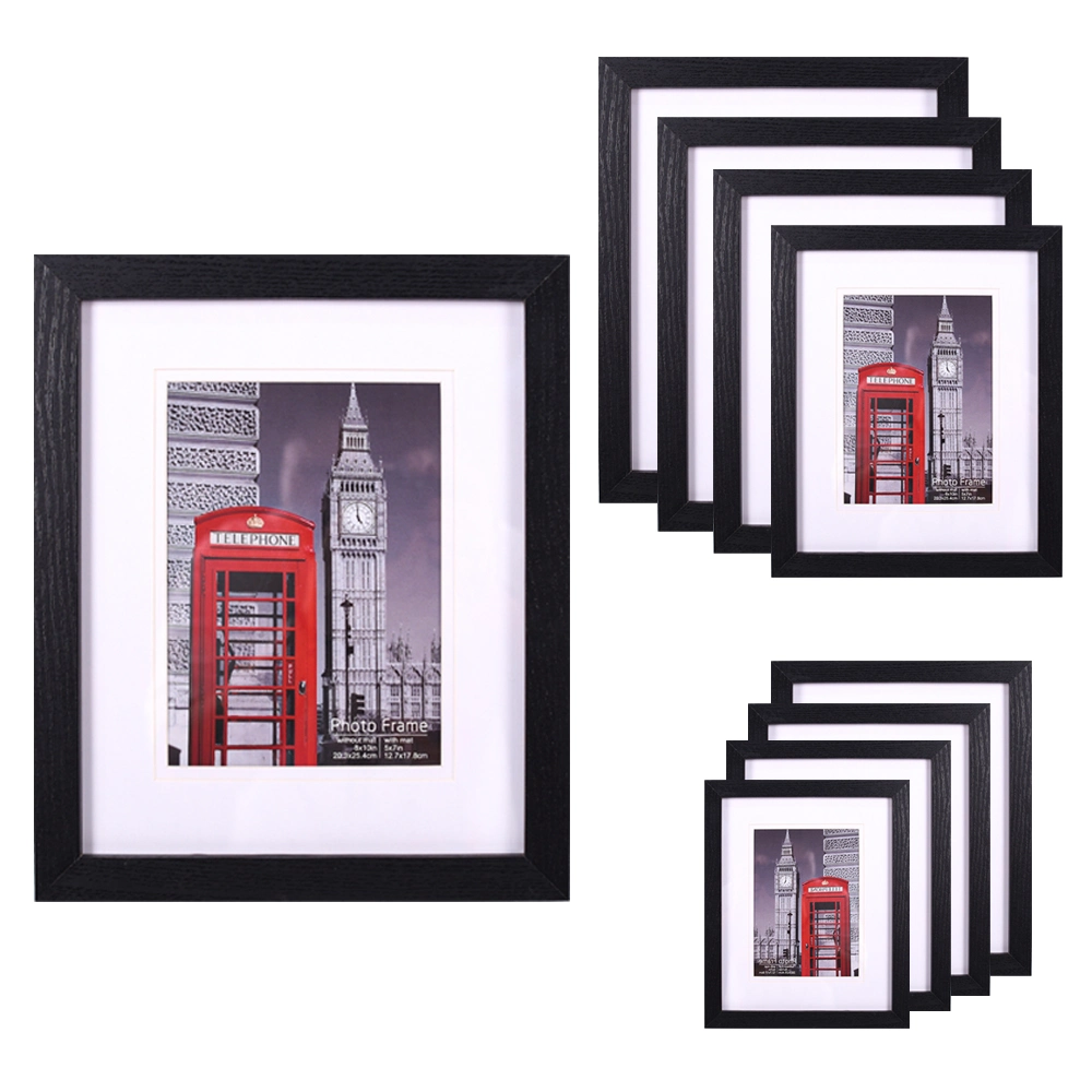 Hot Sale Simple Stylish 4X6 6X8 5X7 8X10 Collage Frame Wall Frame Set Black MDF Wooden Photo Frame