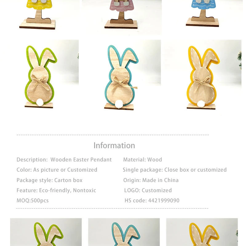 New Style Wooden Decoration Easter Crafts Table Decoration Rabbit Ornaments Easter Party Supplies Wooden Crafts