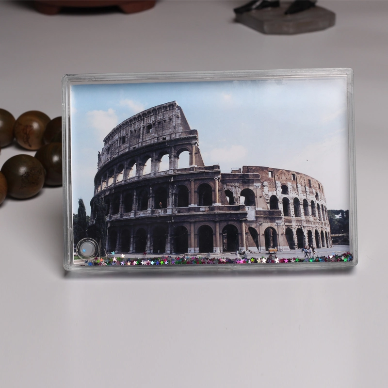 Rectangle Plastic Acrylic Water Photo Frame with Liquid Snow Globe