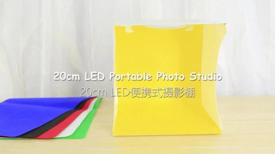 Puluz 2 LED ミニ折りたたみ式ライトボックス 写真スタジオ用 6 つの背景付き